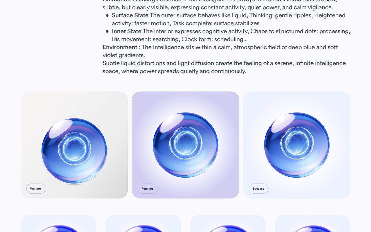 Waiting, Running and Success states of the Cue sphere