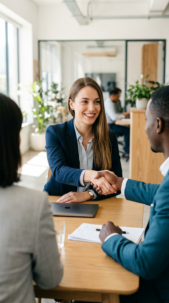 Recruiter shaking hands with a candidate