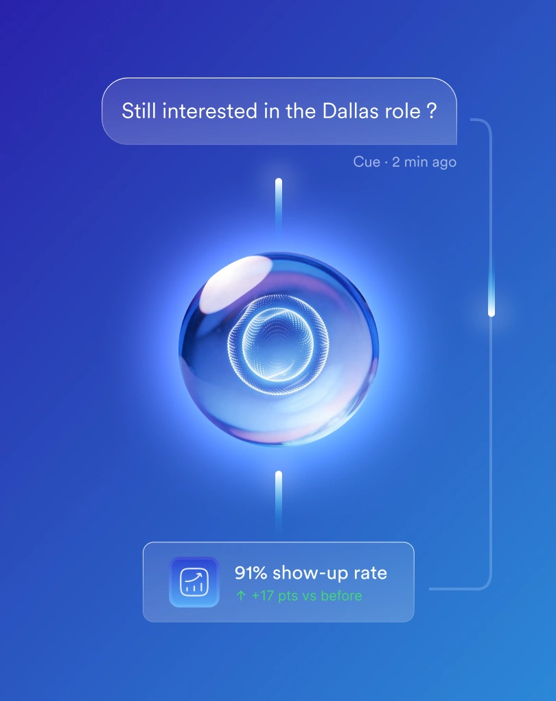 Cue orb linking the message it sent &mdash; &ldquo;Still interested in the Dallas role?&rdquo; &mdash; to what it produced: a 91% show-up rate, seventeen points better than before
