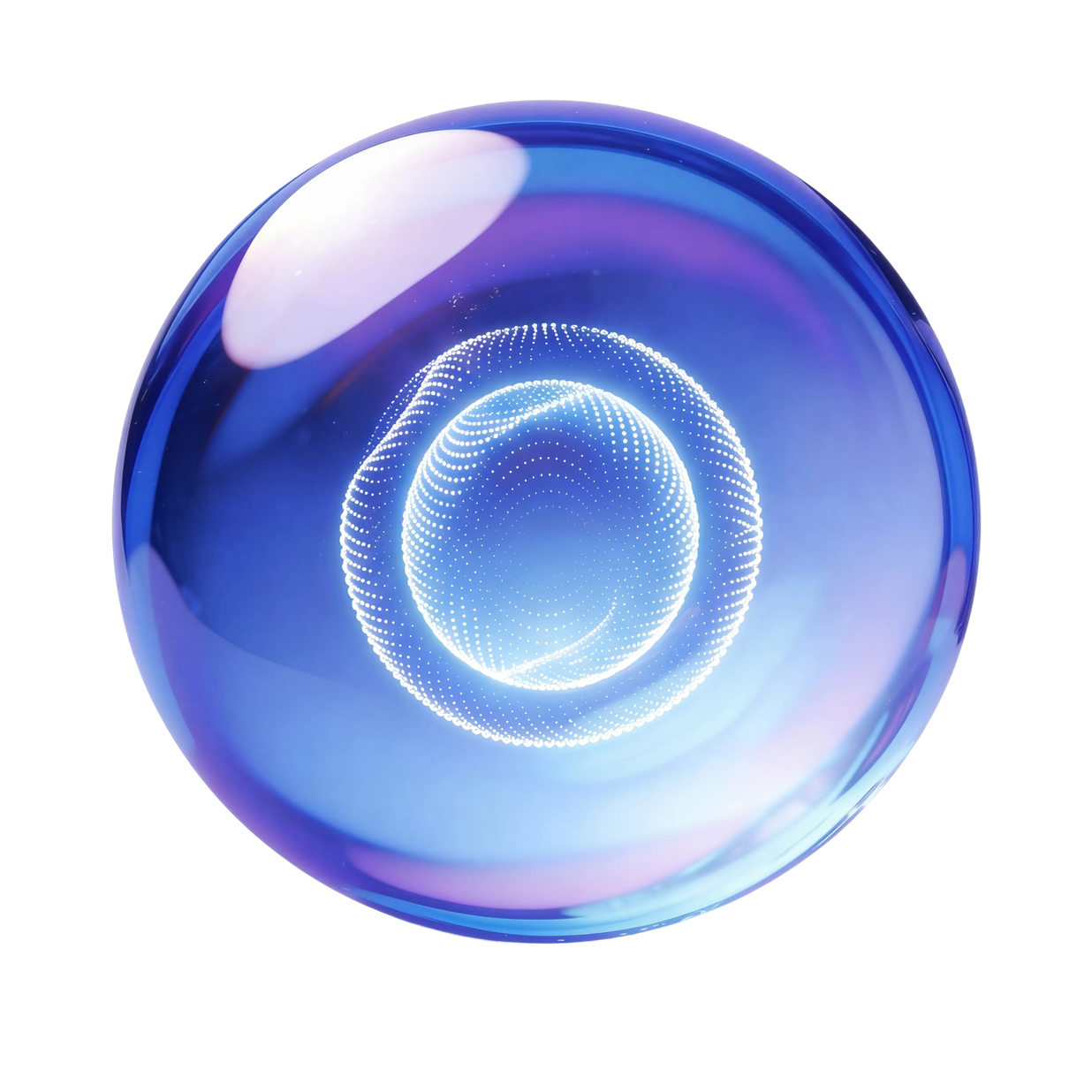 Cue orb ringed by frontline worker avatars above a prompt bar
