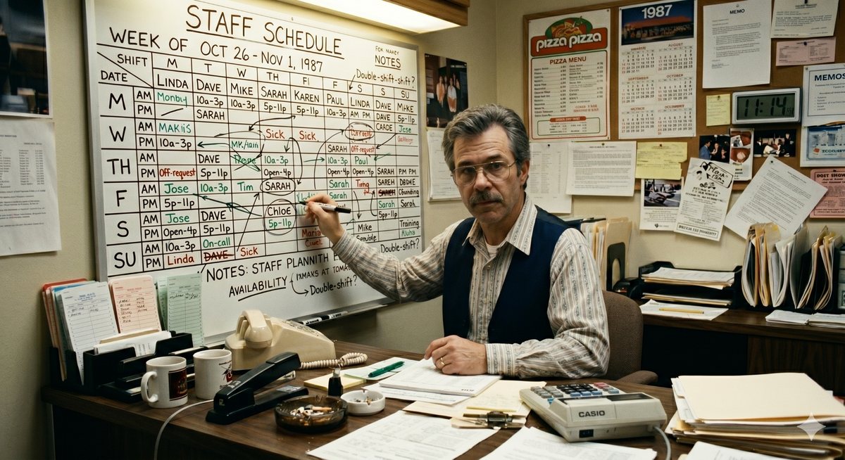 Past · staff schedule, 1987